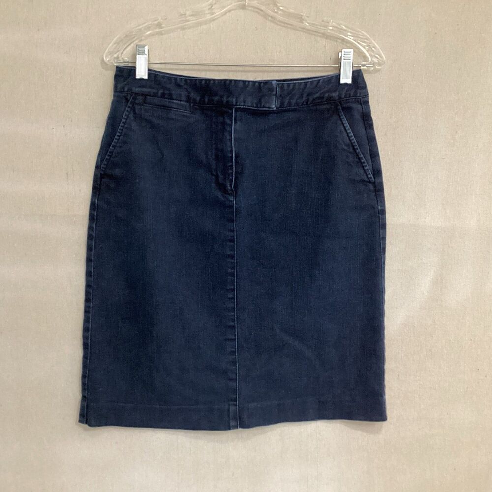 Talbots jean skirt sz 6 stretch pockets classic straight a-line